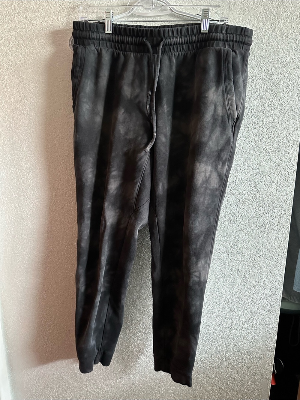 Womens Black Tie-Dye Jogger Sweatpants with Drawstring Waist